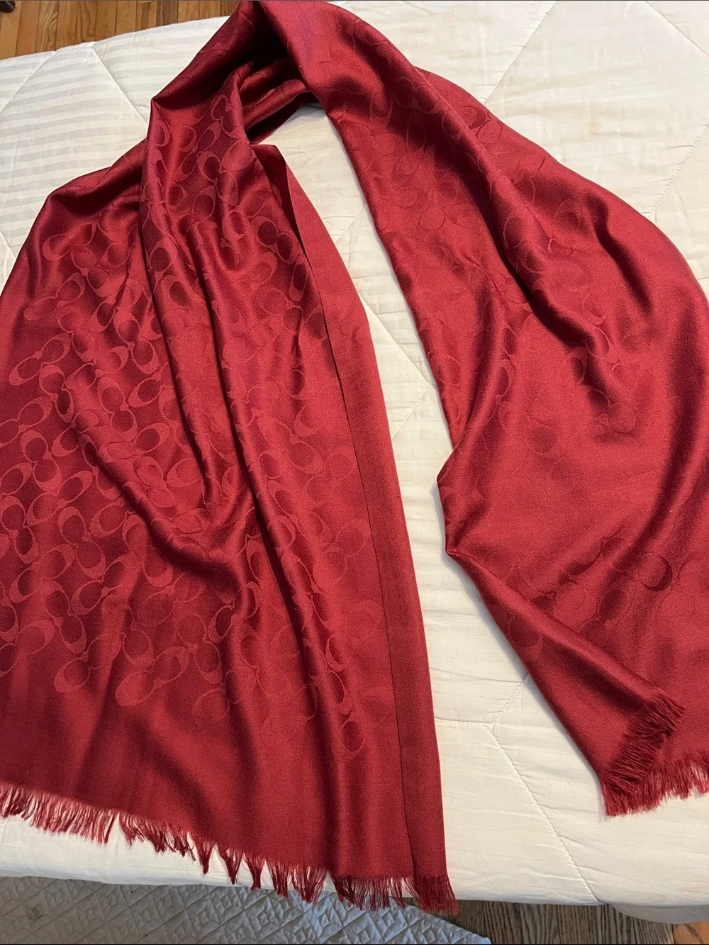 Coach Red Silk and Wool Women's Scarf